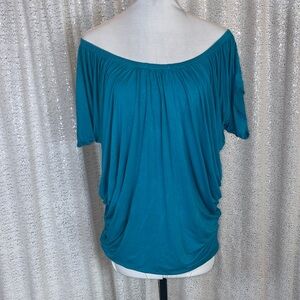 bebe Teal Off-Shoulder Blouse